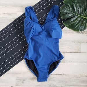 Swimsuits for All| One Piece Swimsuit Tie Back Blue Size 10 NEW